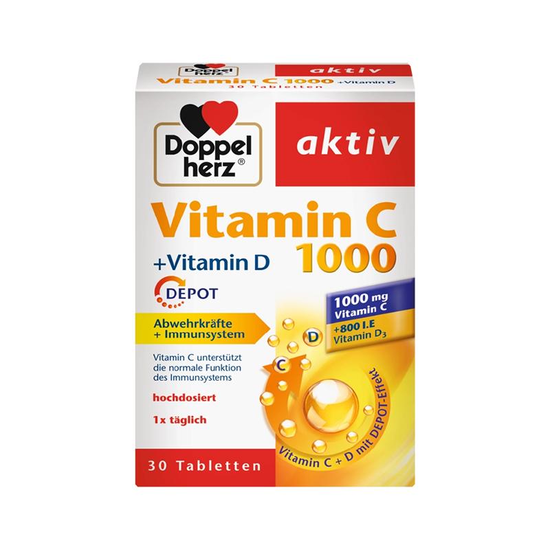 Doppelherz Aktiv vitamin C 1000mg + vitamin D3 30 tableta