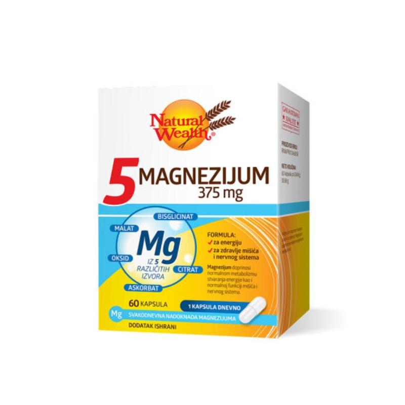Natural Wealth 5 Magnezijum 375 mg 60 kapsula
