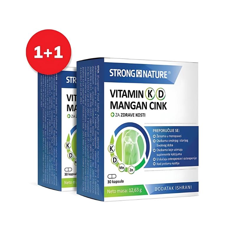 Strong Nature Vitamin K D Mangan Cink 30 kapsula 1+1 GRATIS
