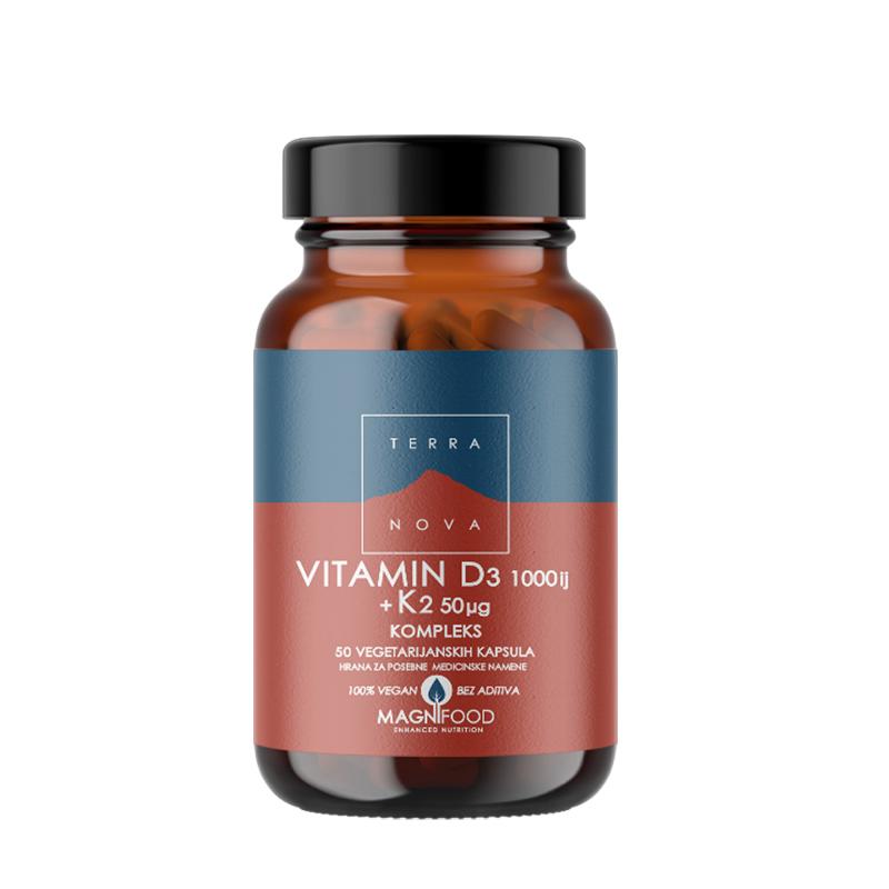 TERRANOVA Vitamin D3 1000 IU + K2 50mcg 50 kapsula